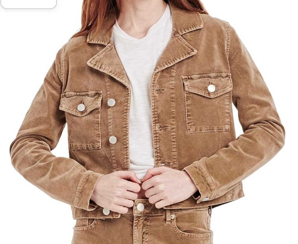 Dear John Women’s Nicole Brown Corduroy Cropped Blazer Jacket size Large